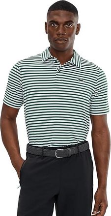 Lacoste Regular Fit Ultra Dry Striped Golf Polo Shirt Mens Clothing Green/White : 7 (2XL), Elastane/Polyester