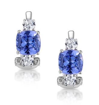 The Diamond Store 2.20ct Tanzanite Asteria Collection Diamond Earrings 18K White Gold