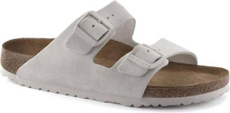 Birkenstock Womens Arizona Sandal In Suede/antique White