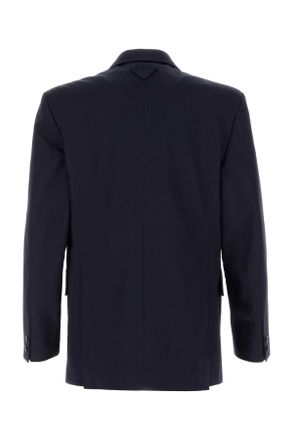 Prada Mens Navy Blue Cotton Blazer Giacche E Gilet