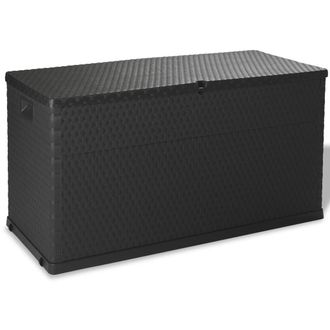 Berkfield Home Garden Storage Box Anthracite 120x56x63 cm PP Rattan in Black | Size: 120 x 56 x 63 cm