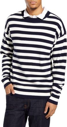 Tommy Hilfiger Breton Stripe Sweater in Desert Sky at Nordstrom, Size X-Large