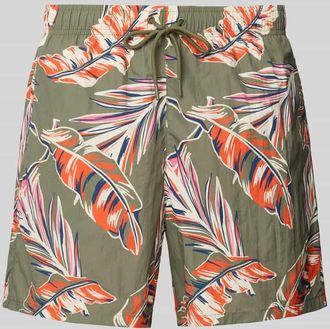 Tommy Hilfiger Badeshorts mit Allover-Muster in Oliv, Größe XXL