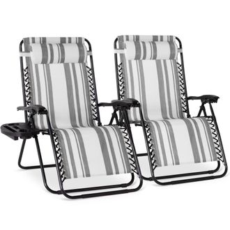 Best Choice Products Set of 2 Extra Wide Zero Gravity Lounge Chair Recliners w/ Cup Holder
