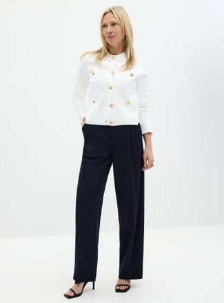 Contemporaine Womens Essential stretch pant Fit: Wide leg, mid rise