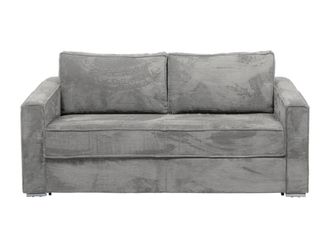 VENTE-UNIQUE.COM Sof&aacute; cama terciopelo 4 plazas gris claro 215x223cm