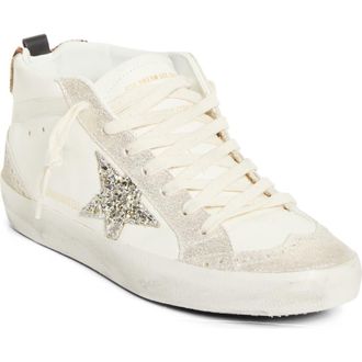 Golden Goose Mid Star Sneaker in White/Platinum/Leo at Nordstrom, Size 11Us