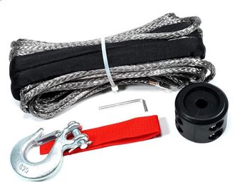 OEM Cuerda Sint&eacute;tica Para Cabrestante De 1/4 X 50 Pies, Capacidad De 7000 Lb, Con Gancho Y Tope Para Veh&iacute;culos Todoterreno Y Utilitarios (gris)