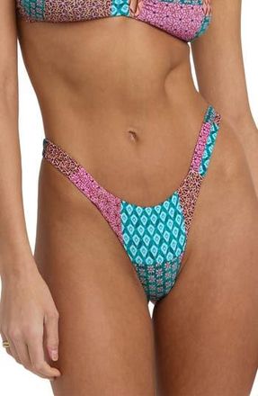Billabong Patch It Up Sunni Scrunch Bikini Bottoms in Aqua Multi at Nordstrom Rack, Size X-Large