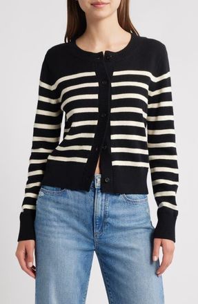 Rails Norah Cotton & Cashmere Blend Cardigan in Black Ivory Stripe at Nordstrom, Size Xx-Small