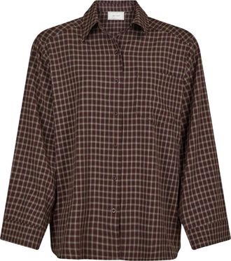Neo Noir Anella Check Shirt - Dames - Overhemden - Bruin - M - Polyester - Overhemden