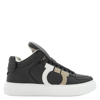 Ferragamo Salvatore Ferragamo Marvelous Gancini High-top Calf Leather Sneakers In Black, Brand Size 6.5