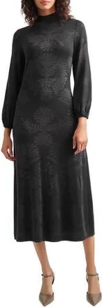 Misook Long Sleeve Burnout Dress in Black at Nordstrom Rack, Size X-Small