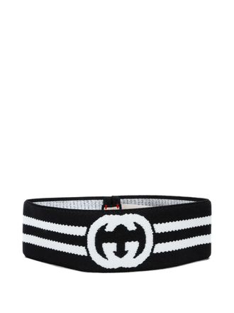 Gucci 2015-2025 Interlocking G logo striped headband - unisex - Polyester - One Size - Black