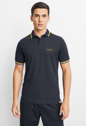 Jack & Jones Poloshirt JACK & JONES JORTEN POLO SS BMUSS25, Herren, Gr. S, blau (navy blazer detail:melange), Jersey, Obermaterial: 50% Baumwolle, 50% Polyester, m
