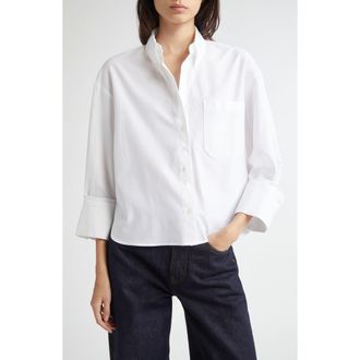 TWP J.D. Crop Button-Up Shirt in White at Nordstrom, Size Large