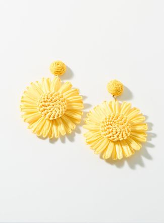 Simons Womens Large raffia flower earrings