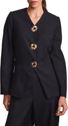 Mint Velvet Wool Blend Sculpted Jacket in Blue at Nordstrom, Size 10