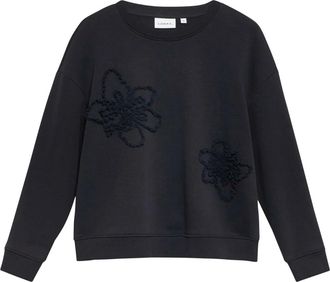 Comma Sweatshirt met bloemenapplicatie - Dames - Sweatshirts & Hoodies - Blauw - Maat: 2XL