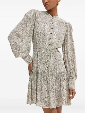 Twin-Set puff-sleeve printed dress - women - Viscose - 44 - Neutrals