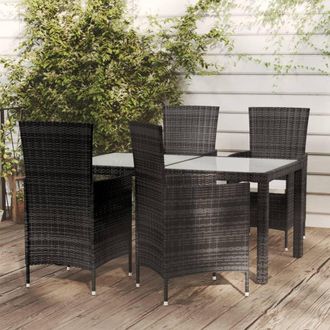 vidaXL Vidaxl - Juego De Comedor Exterior 5 Piezas Con Cojines Rat&aacute;n Negro
