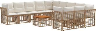 vidaXL Conjunto De Sof&aacute;s De Exterior 12 Uds. 11 Plaza Natural Y Crema Vidaxl