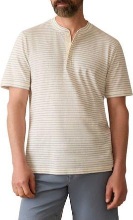 Faherty Sunwashed Organic Cotton Henley in Cream/Flint Stripe at Nordstrom Rack, Size Xx-Large