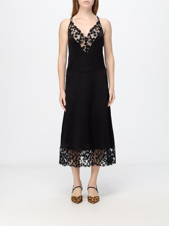 Fendi Abito sottoveste midi in seta con inserti in pizzo