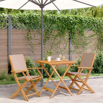 Berkfield Home 3 Piece Bistro Set Taupe Fabric & Solid Wood