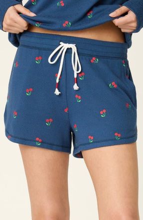 PJ Salvage Cherry Print Pajama Shorts in True Navy at Nordstrom, Size X-Small