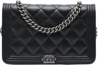 Chanel Pre-owned Boy Wallet on Chain - Dames - Vintage Schoudertas - Zwart - ONE Size - Leer - Vintage