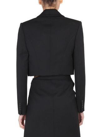 Alexander McQueen Cropped Wool Blazer - Black