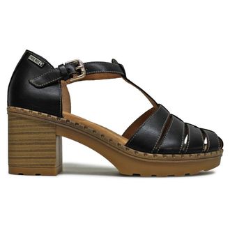 Pikolinos Canarias W8W-1873 Leather Womens Heels Sandals - Black - Size:UK 7-7.5