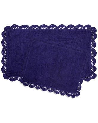 Laura Ashley Cotton Crochet 2pc Bath Rug Set