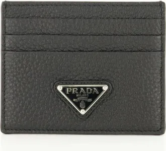 Prada Leather Card Holder - male - Prada - Wallets & Cardholders - Black - ONE SIZE - Accessories