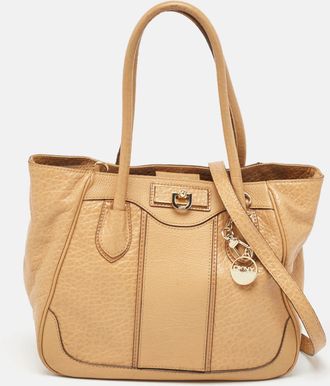DKNY Dkny Beige Leather Logo Charm Shoulder Bag