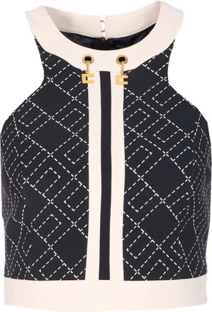 Elisabetta Franchi Gilet con scollo allamericana - Nero