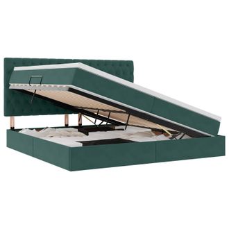 vidaXL Cama Con Almacenamiento Y Colch&oacute;n Verde Oscuro 200 X 200 Cm Vidaxl
