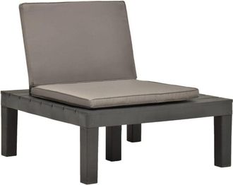 vidaXL Vidaxl - Tumbona De Jardin Con Coj&iacute;n Pl&aacute;stico Gris Antracita