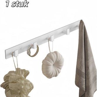 No Brand 1 Pieza, Perchero, Gancho Para Puerta, Construcci&oacute;n Robusta De Aluminio, No Requiere Perforaci&oacute;n, Ba&ntilde;o, Cocina Y Sala De Estar, 5 Ganchos, Blanco
