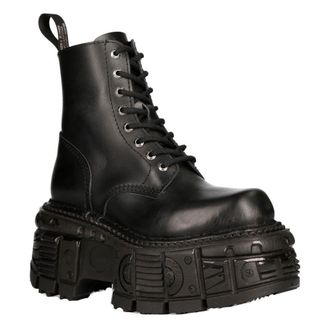 New Rock Unisex Military Techno Platform Boots- M-MILI084N-S5 in Black | Size: 10