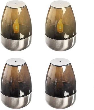 OEM Iluminaci&oacute;n Solar Con Velas, 4 Velas Led, Velas Led De T&eacute;, Velas Recargables, Vela Led De T&eacute;, Resistente Al Agua, 8,55,55,5 Cm, Plateada