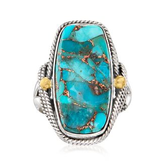 Ross-Simons Blue Copper Turquoise Ring in 2-Tone Sterling Silver