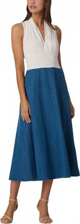 Shoshanna Bentley Dress In Ivory /denim