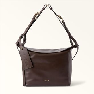 Furla Ginevra Borsa A Spalla S Espresso Marrone Pelle Di Vitello Varrenne Donna