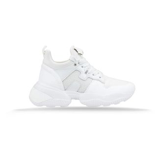 Hogan Sneakers, female, White, 3 UK, Leather Fabric Trainers Lace-up Style