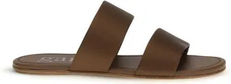Pedro Garcia Brown Silk Flat Womens Sandals