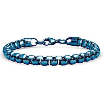 Steeltime Mens Blue Ion Plated Stainless Steel Box Chain Bracelet at Nordstrom Rack