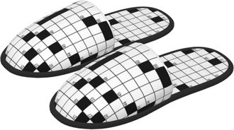 Generic Womens Mens House Slippers Word Search Puzzle Crossword Slippers Casual Plush Slip On House Anti-Skid Man House Shoes, For Indoor Outdoor, Men, Women,