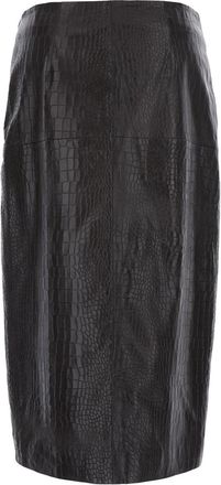 Federica Tosi Womens Skirt Longuette Cocco Print Brown Leather